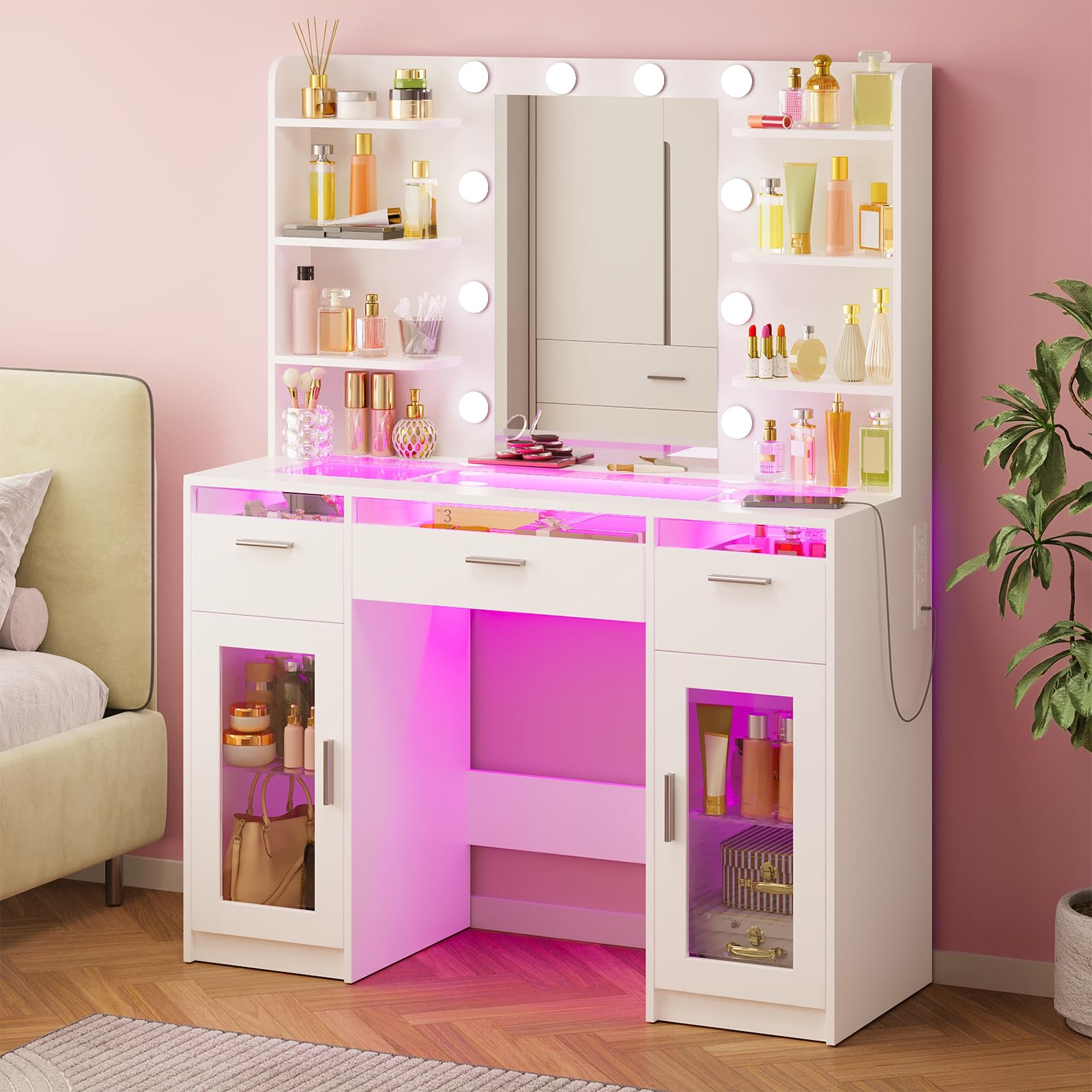 Amazon.com: TOMNK Vanity Desk with Mirror and Lights, Makeup